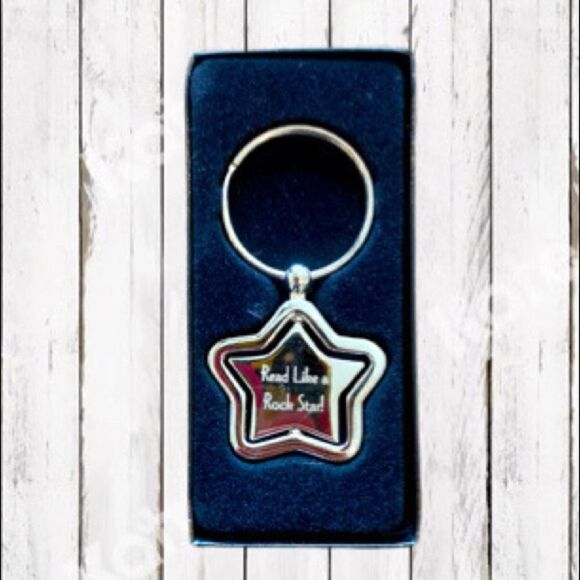 Reading Rockstar Keychain Silver Metal Spinner Star Read Like A Rockstar Reward - Picture 10 of 12